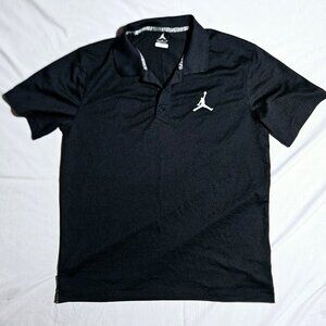 NIKE JORDAN JUMPMAN DRI FIT POLO BLACK WHITE LARGE EUC